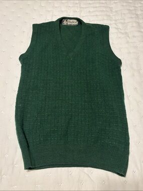 Wool Forest Green V-Neck Sweater Vest